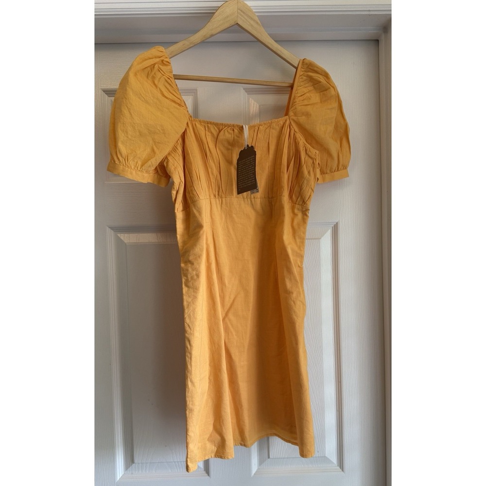 Anthropologie Forever That Girl Mini Dress Women XS Orange Puff Sleeve